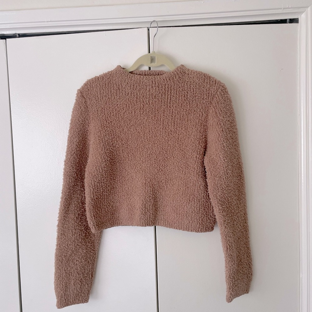 Aerie Cropped Fuzzy Sweater Size L